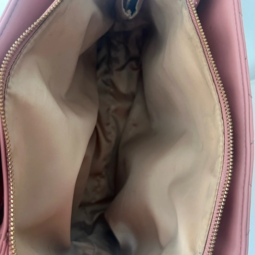 G by Guess Quilted Rose Pink Satchel with Gold Hardware